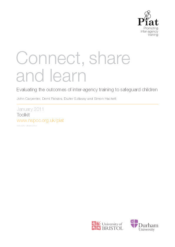 Connect, share and learn. Evaluating the outcomes of inter-agency training to safeguard children. Toolkit Thumbnail
