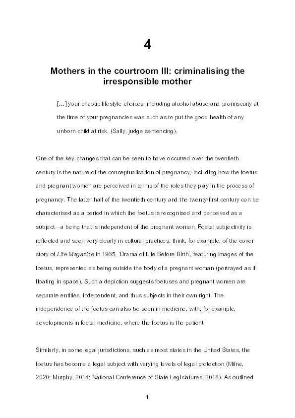 Criminal Justice Responses to Maternal Filicide: Judging the Failed Mother Thumbnail