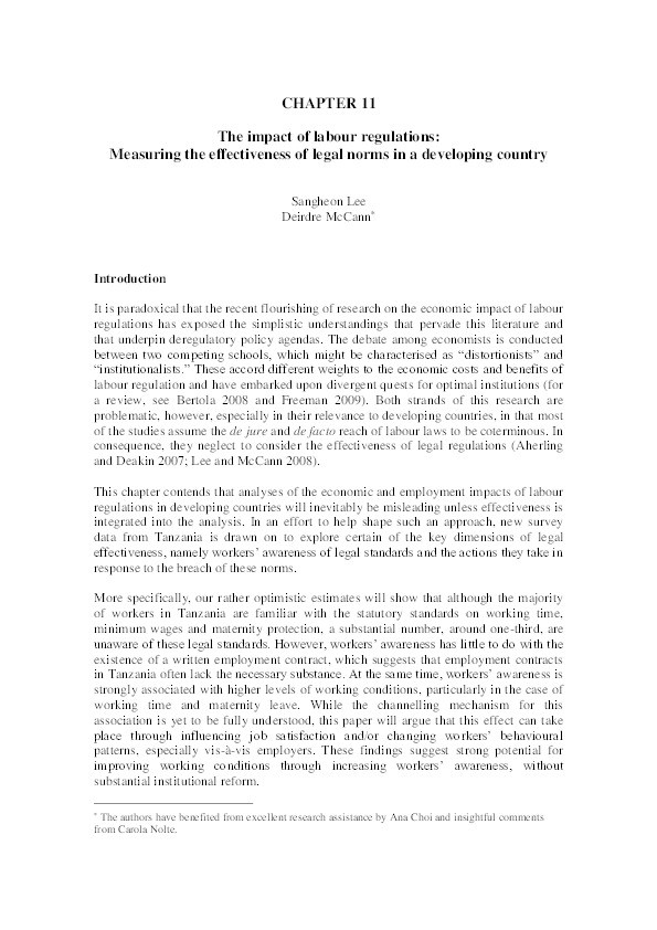 The Impact of Labour Regulations: Measuring the Effectiveness of Legal Norms in a Developing Country Thumbnail