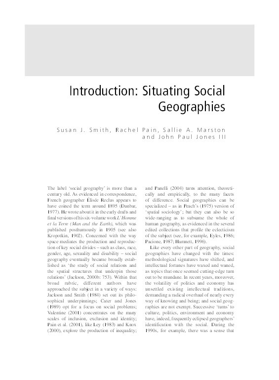 The SAGE Handbook of Social Geographies Thumbnail