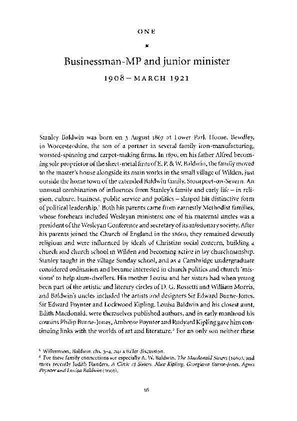 Baldwin Papers. A Conservative Statesman 1908-1947 Thumbnail
