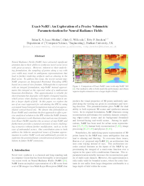 Exact-NeRF: An Exploration of a Precise Volumetric Parameterization for Neural Radiance Fields Thumbnail