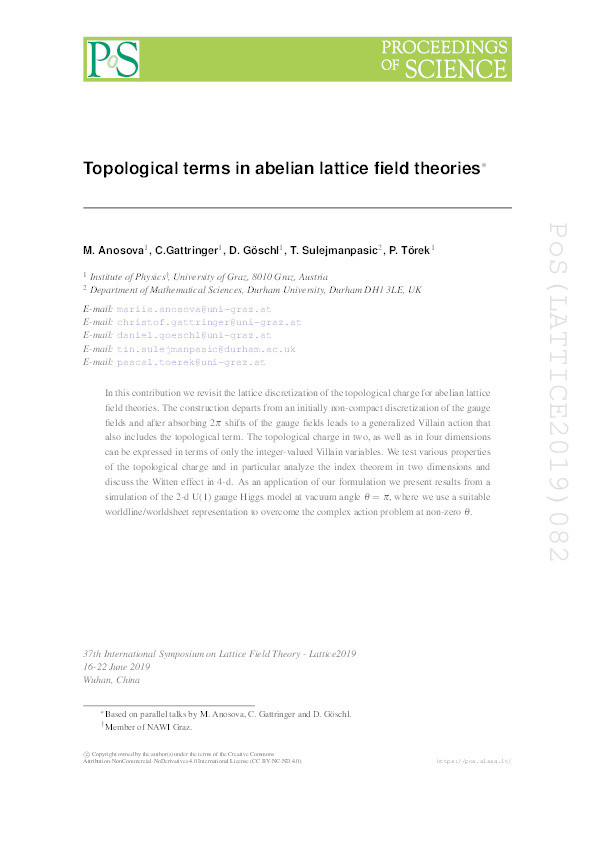 Topological terms in abelian lattice field theories Thumbnail