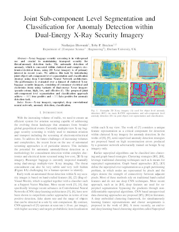 Joint Sub-component Level Segmentation and Classification for Anomaly Detection within Dual-Energy X-Ray Security Imagery Thumbnail