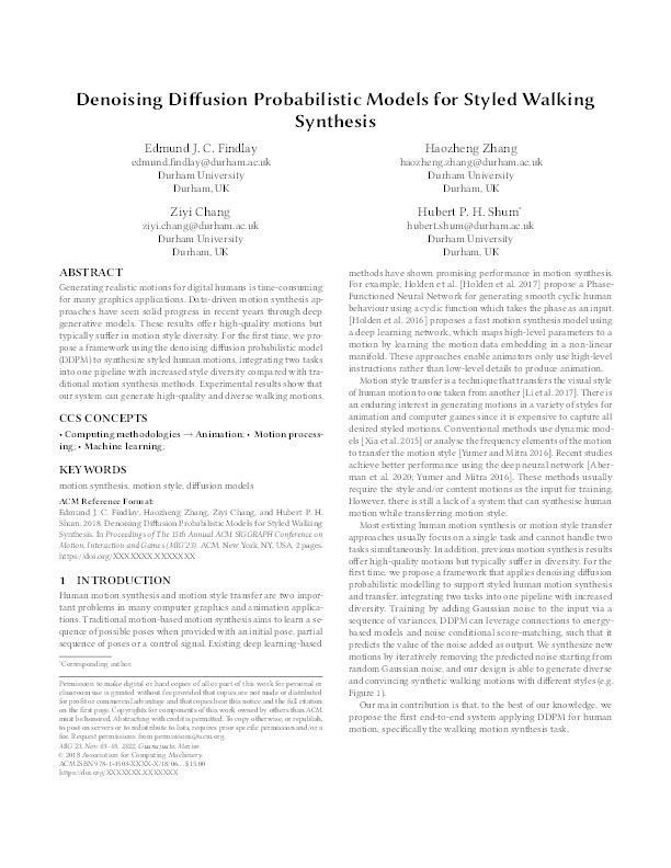 Denoising Diffusion Probabilistic Models for Styled Walking Synthesis Thumbnail