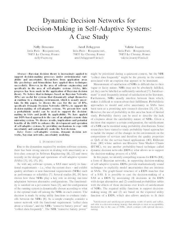 Dynamic decision networks for decision-making in self-adaptive systems: a case study Thumbnail