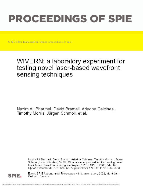 WIVERN: a laboratory experiment for testing novel laser-based wavefront sensing techniques Thumbnail
