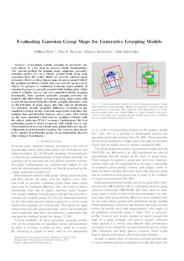 Evaluating Gaussian Grasp Maps for Generative Grasping Models Thumbnail