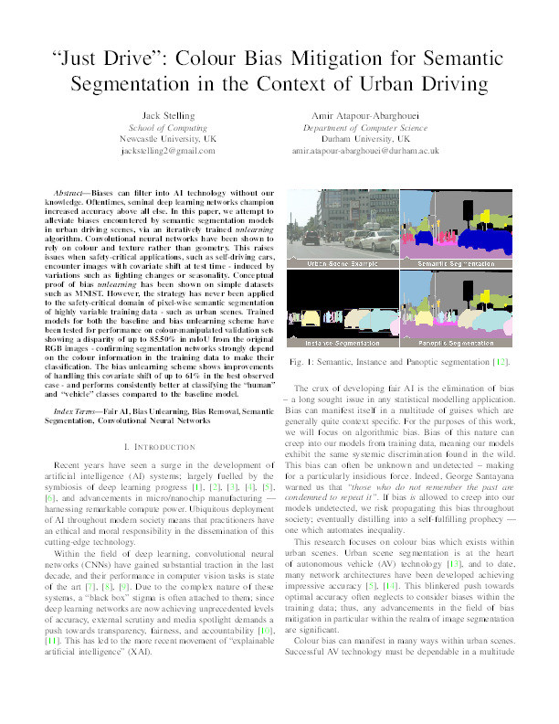 “Just Drive”: Colour Bias Mitigation for Semantic Segmentation in the Context of Urban Driving Thumbnail