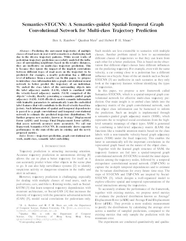 Semantics-STGCNN: A Semantics-guided Spatial-Temporal Graph Convolutional Network for Multi-class Trajectory Prediction Thumbnail