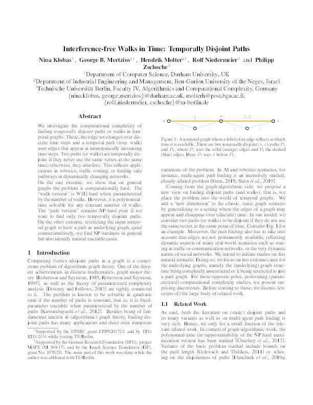 Interference-free walks in time: temporally disjoint paths Thumbnail