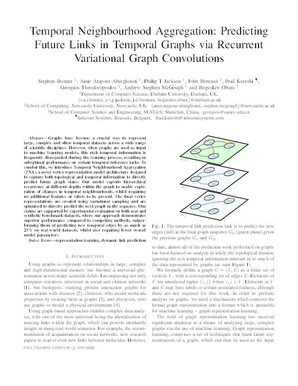 Temporal neighbourhood aggregation: predicting future links in temporal graphs via recurrent variational graph convolutions Thumbnail