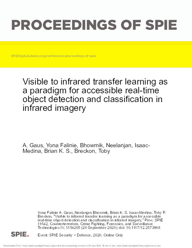 Visible to Infrared Transfer Learning as a Paradigm for Accessible Real-time Object Detection and Classification in Infrared Imagery Thumbnail