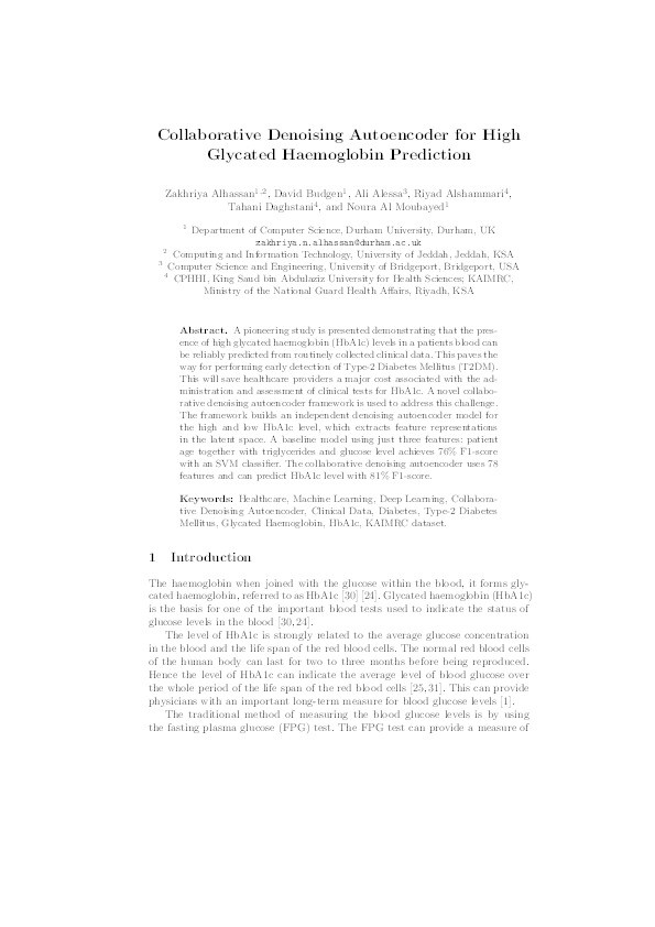 Collaborative Denoising Autoencoder for High Glycated Haemoglobin Prediction Thumbnail