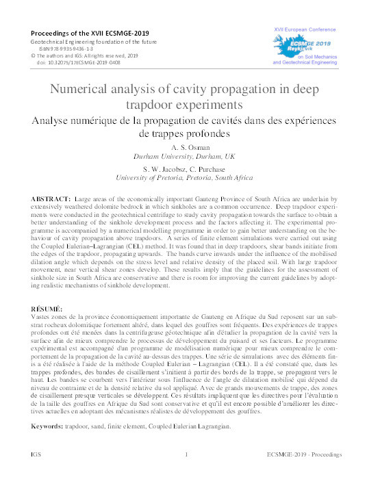 Numerical analysis of cavity propagation in deep trapdoor experiments Thumbnail