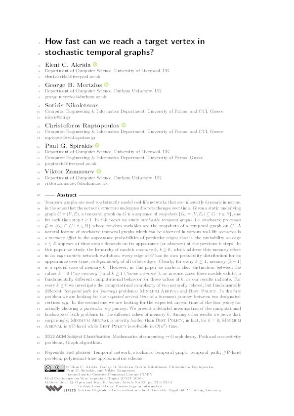 How fast can we reach a target vertex in stochastic temporal graphs? Thumbnail