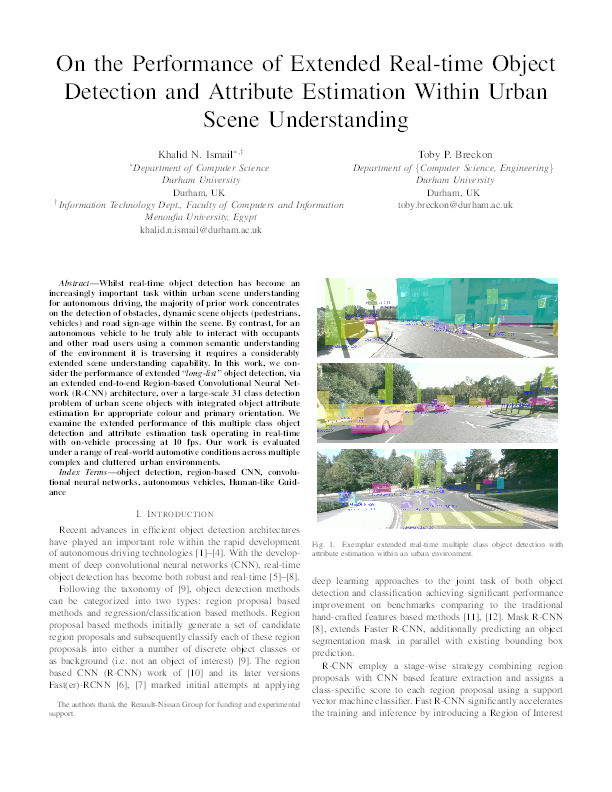 On the Performance of Extended Real-Time Object Detection and Attribute Estimation within Urban Scene Understanding Thumbnail