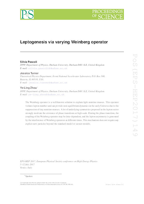 Leptogenesis via varying Weinberg operator Thumbnail