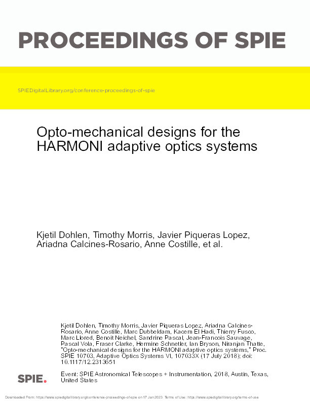 Opto-mechanical designs for the HARMONI adaptive optics systems Thumbnail