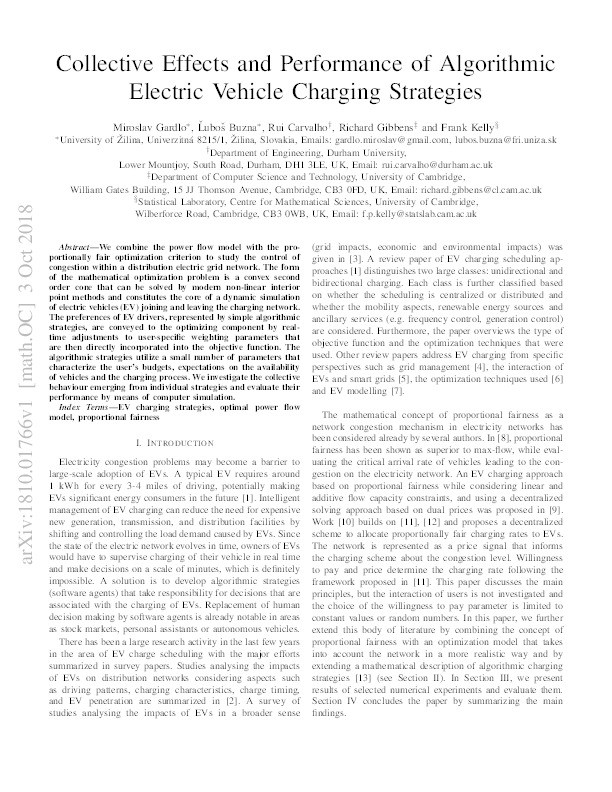 Collective Effects and Performance of Algorithmic Electric Vehicle Charging Strategies Thumbnail