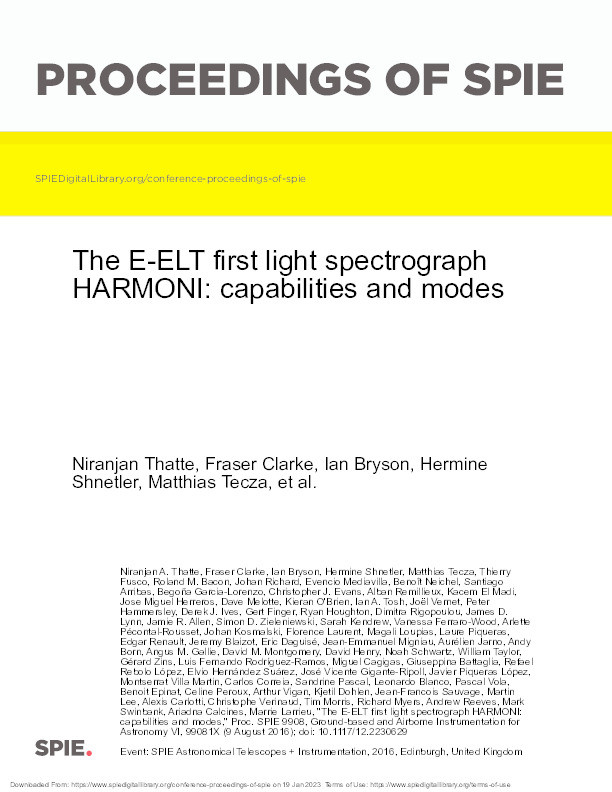 The E-ELT first light spectrograph HARMONI: capabilities and modes Thumbnail