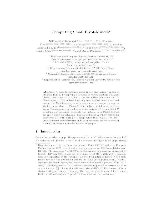 Computing small pivot-minors Thumbnail