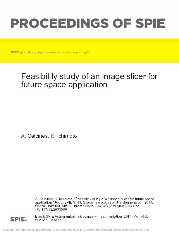 Feasibility study of an image slicer for future space application Thumbnail