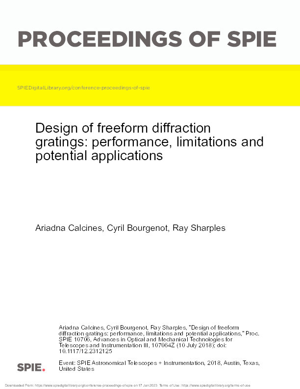 Design of freeform diffraction gratings: performance, limitations and potential applications Thumbnail