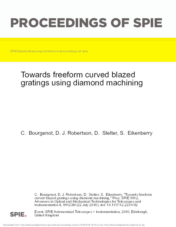 Towards freeform curved blazed gratings using diamond machining Thumbnail