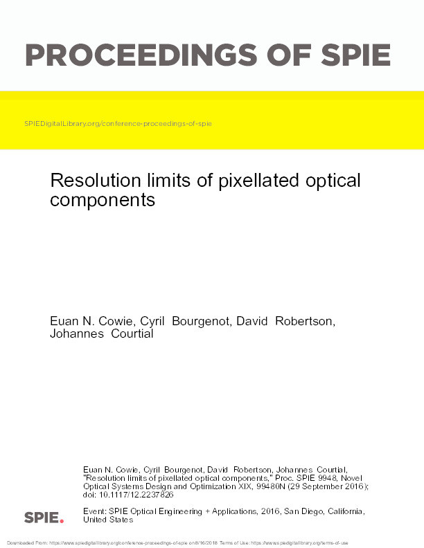 Resolution limits of pixellated optical components Thumbnail