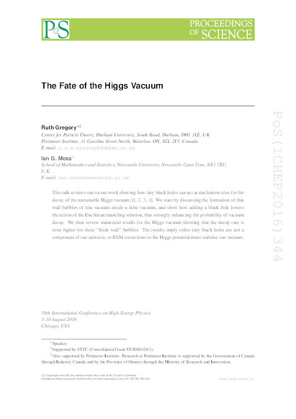 The Fate of the Higgs Vacuum Thumbnail