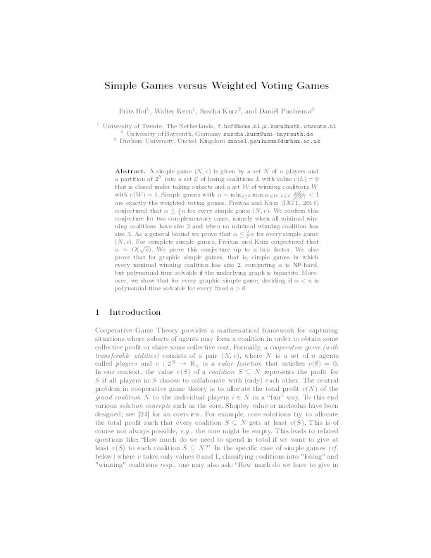 Simple games versus weighted voting games Thumbnail