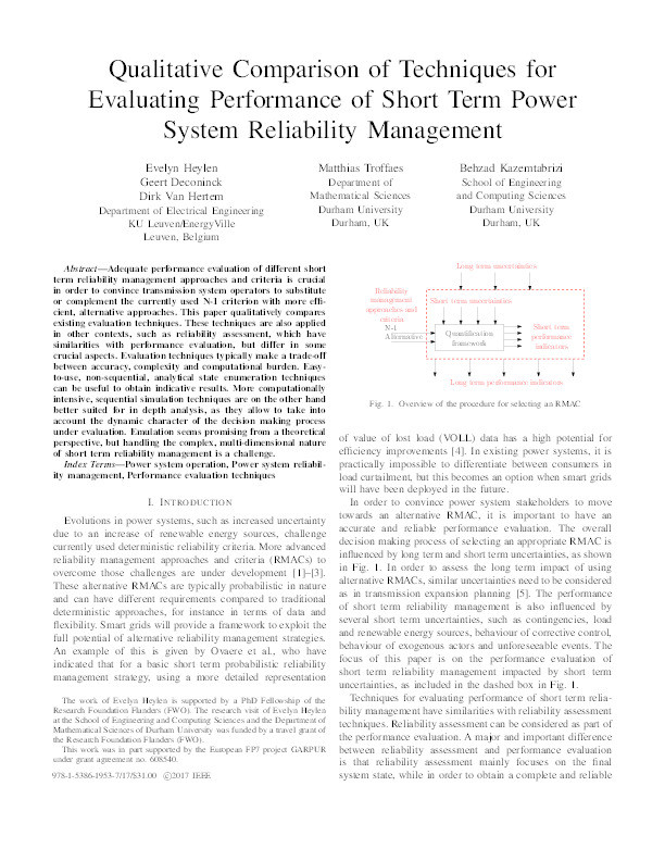 Qualitative comparison of techniques for evaluating performance of short term power system reliability management Thumbnail