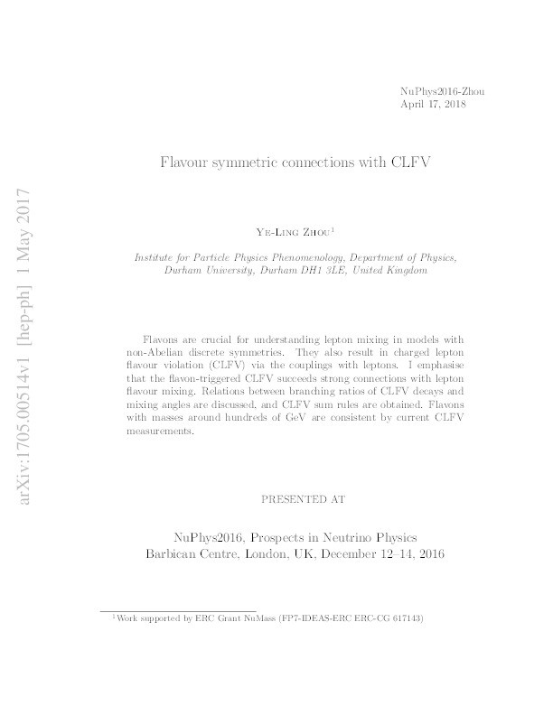 Flavour symmetric connections with CLFV Thumbnail