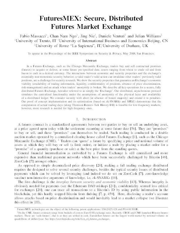 FuturesMEX: Secure Distributed Futures Market Exchange Thumbnail