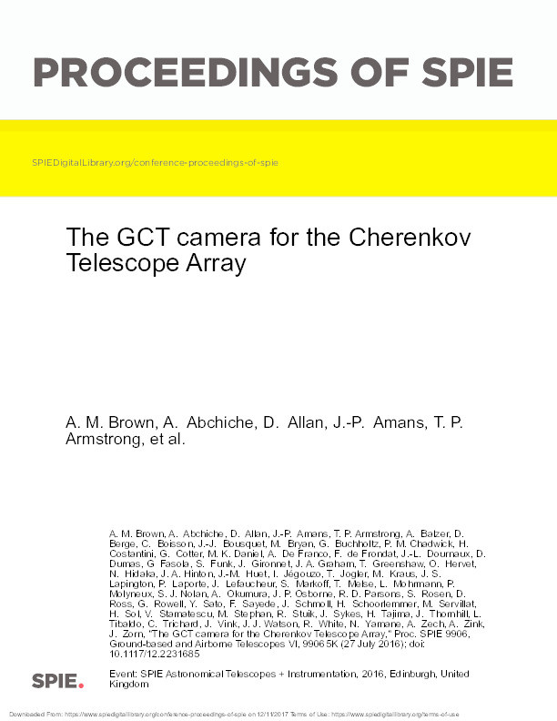The GCT camera for the Cherenkov Telescope Array Thumbnail