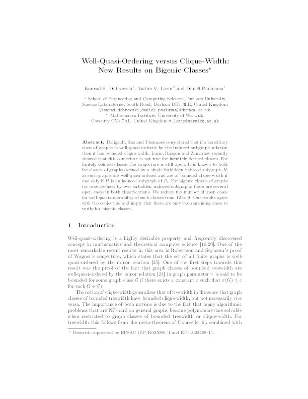 Well-quasi-ordering versus clique-width: new results on bigenic classes Thumbnail