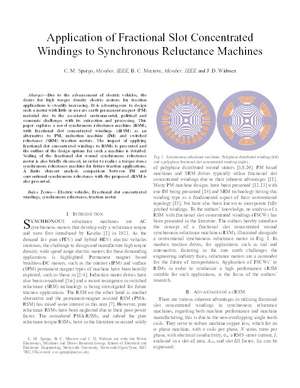 Application of fractional slot concentrated windings to synchronous reluctance machines Thumbnail