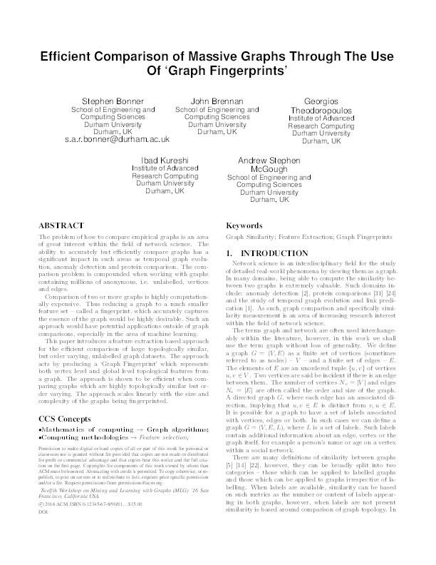 Efficient Comparison of Massive Graphs Through The Use Of 'Graph Fingerprints' Thumbnail