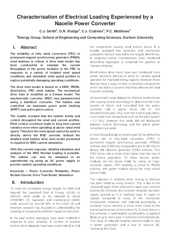 Characterisation of Electrical Loading Experienced by a Nacelle Power Converter Thumbnail