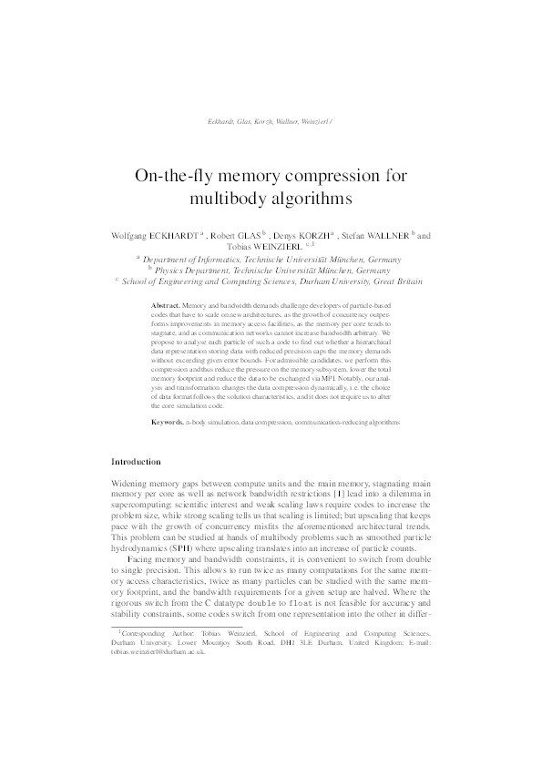 On-the-fly memory compression for multibody algorithms Thumbnail