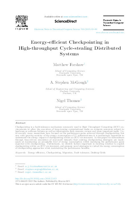 Energy-efficient checkpointing in high-throughput cycle-stealing distributed systems Thumbnail