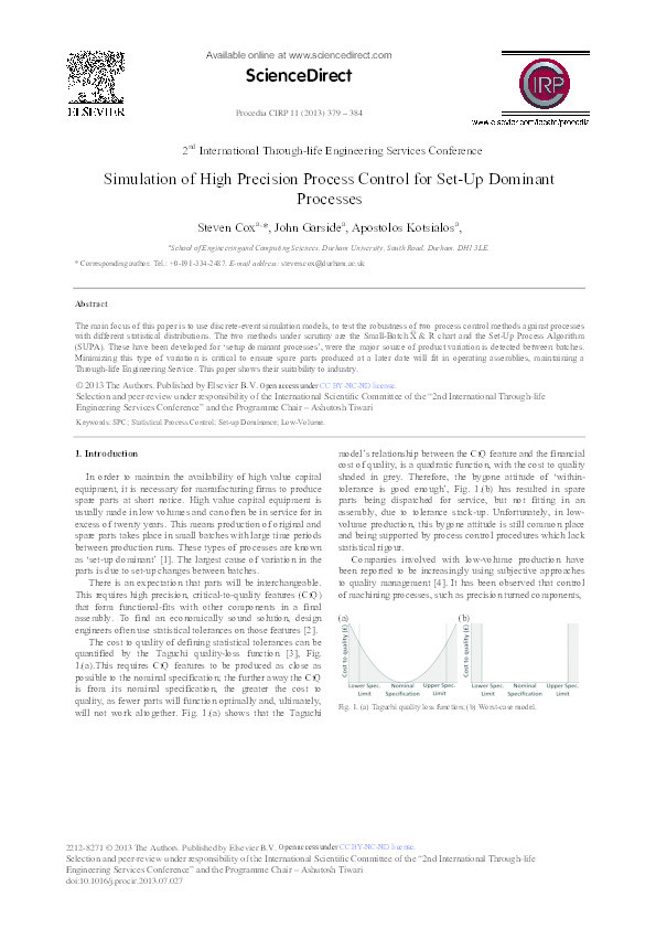 Simulation of High Precision Process Control for Set-up Dominant Processes Thumbnail