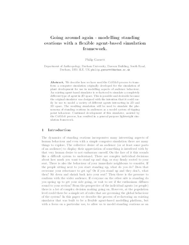 Going Around Again: Modelling Standing Ovations with a Flexible Agent-based Simulation Framework Thumbnail