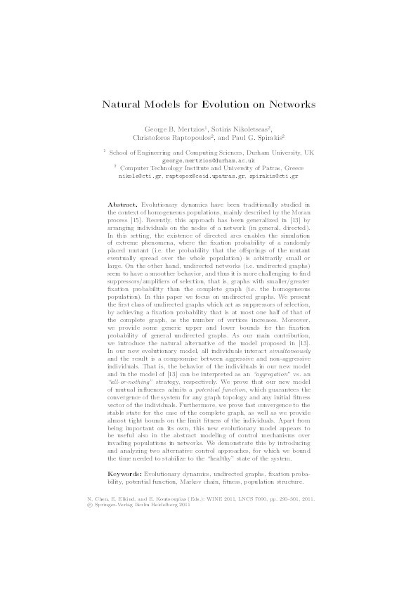 Natural Models for Evolution on Networks Thumbnail