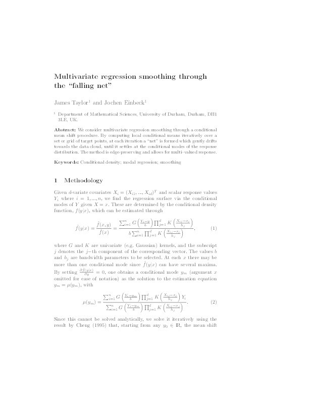 Multivariate regression smoothing through the 'fallling net' Thumbnail