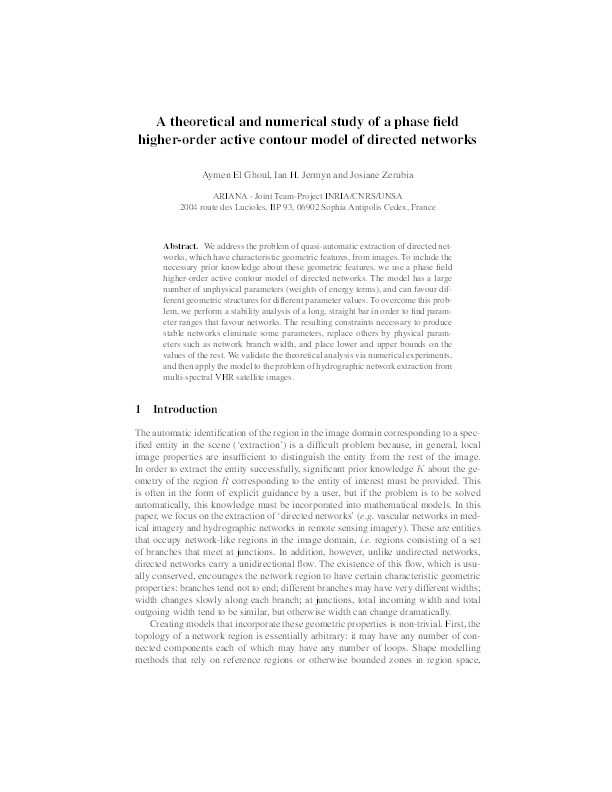 A theoretical and numerical study of a phase field higher-order active contour model of directed networks Thumbnail