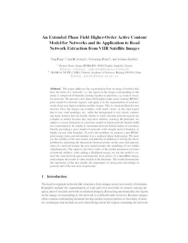 An extended phase field higher-order active contour model for networks and its application to road network extraction from VHR satellite images Thumbnail