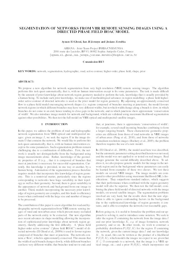 Segmentation of networks from VHR remote sensing images using a directed phase field HOAC model Thumbnail