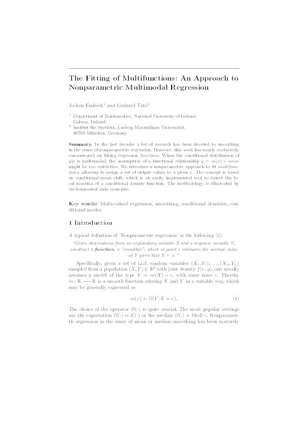 The fitting of multifunctions: an approach to nonparametric multimodal regression Thumbnail